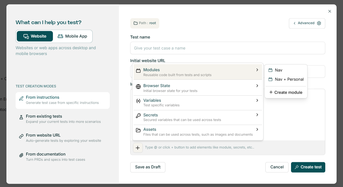 Select module from library