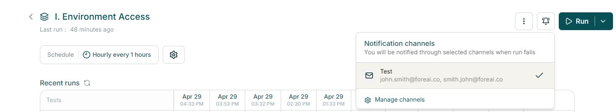 Email channel selected in notification channels popover