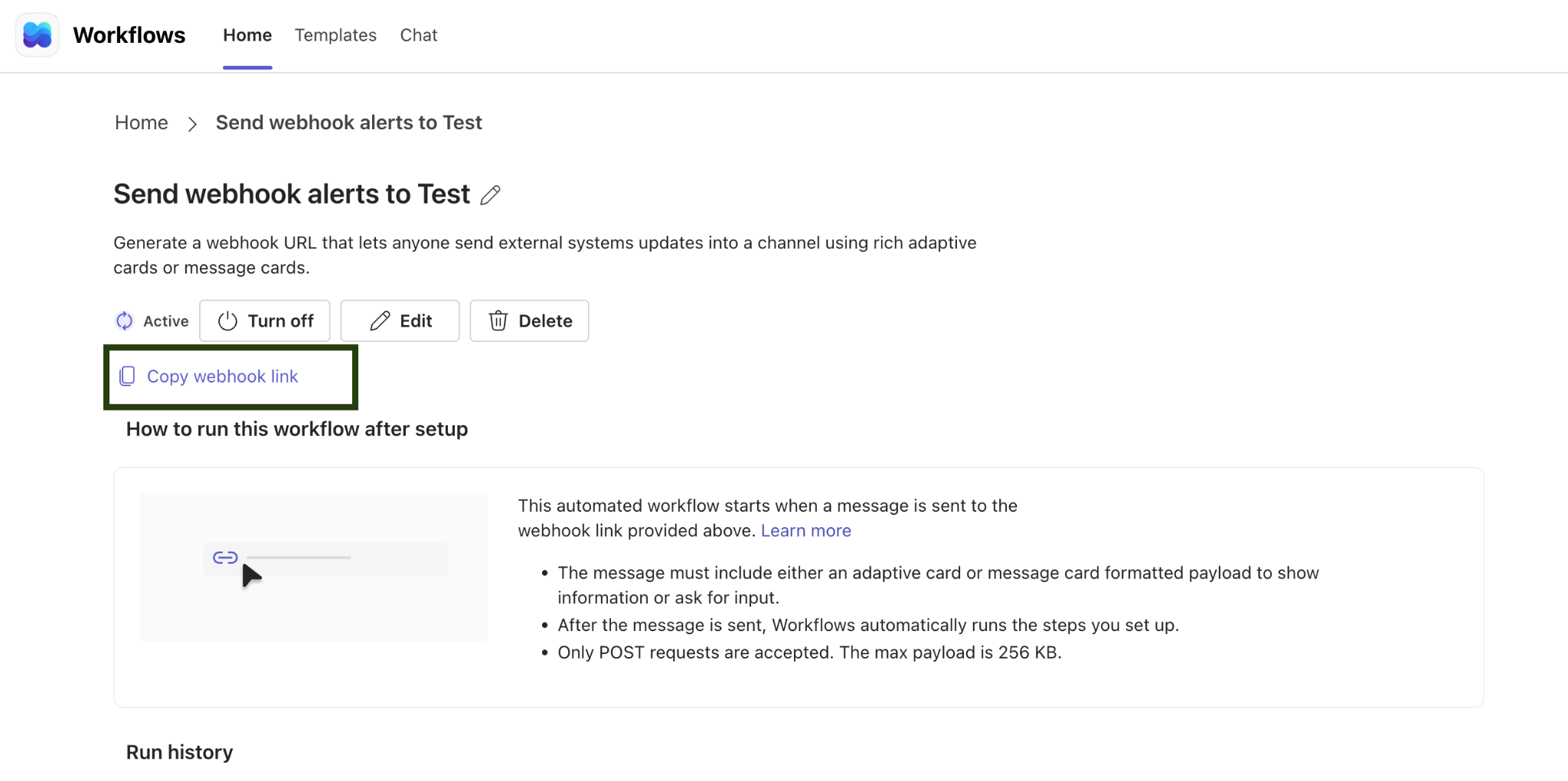 Copy the webhook URL